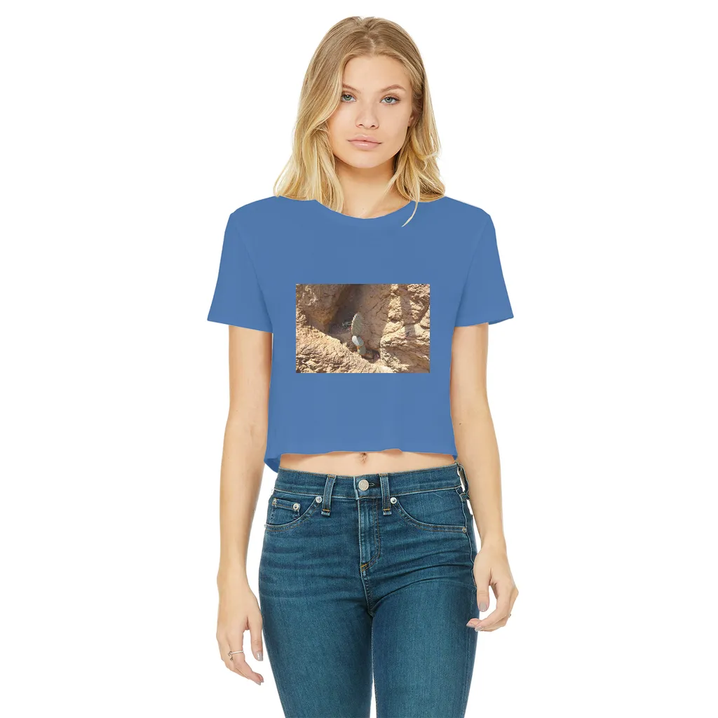 Cactus Classic Women's Cropped Raw Edge T-Shirt