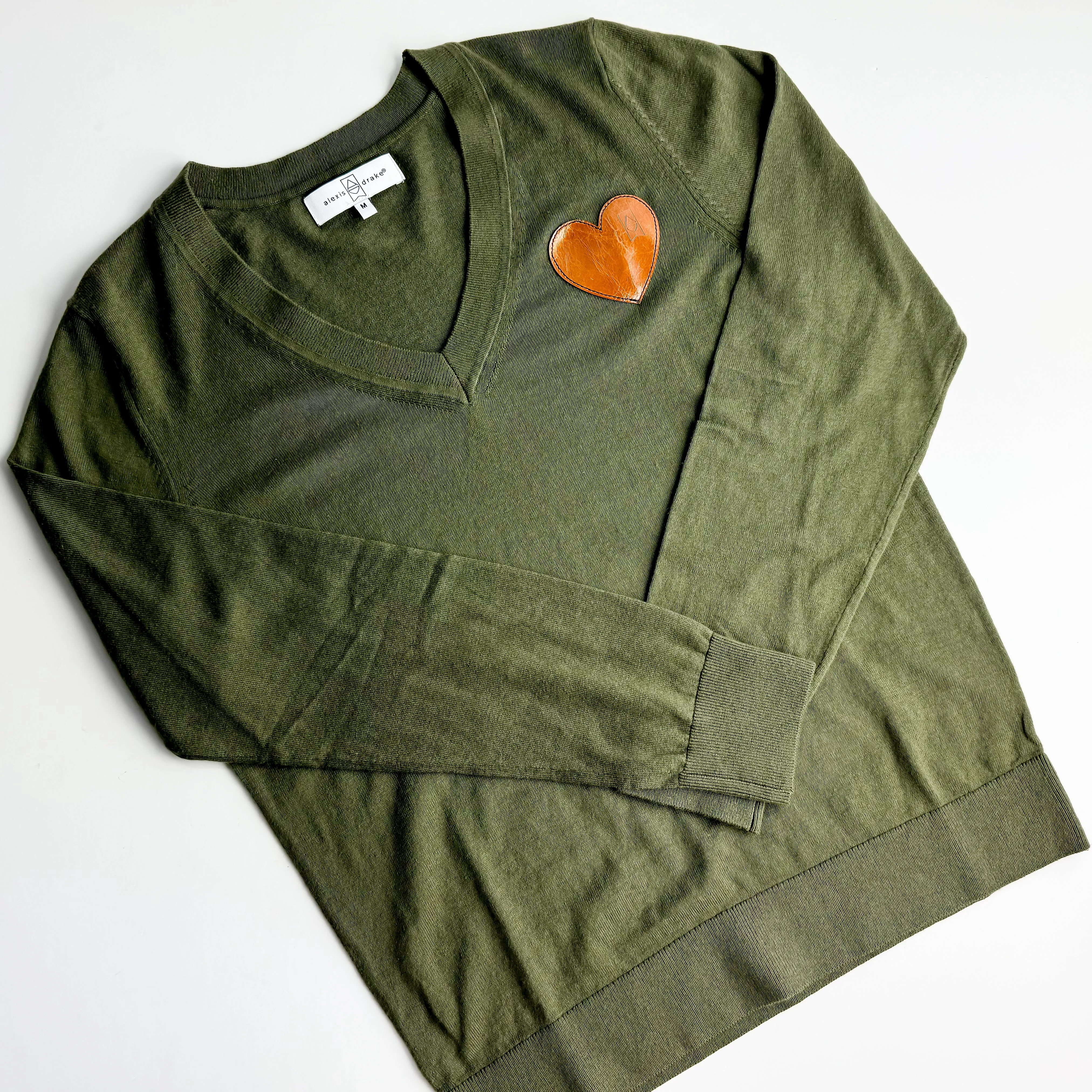 Cashmere   Cotton Collection | Cashmere Cotton V-Neck | Olive