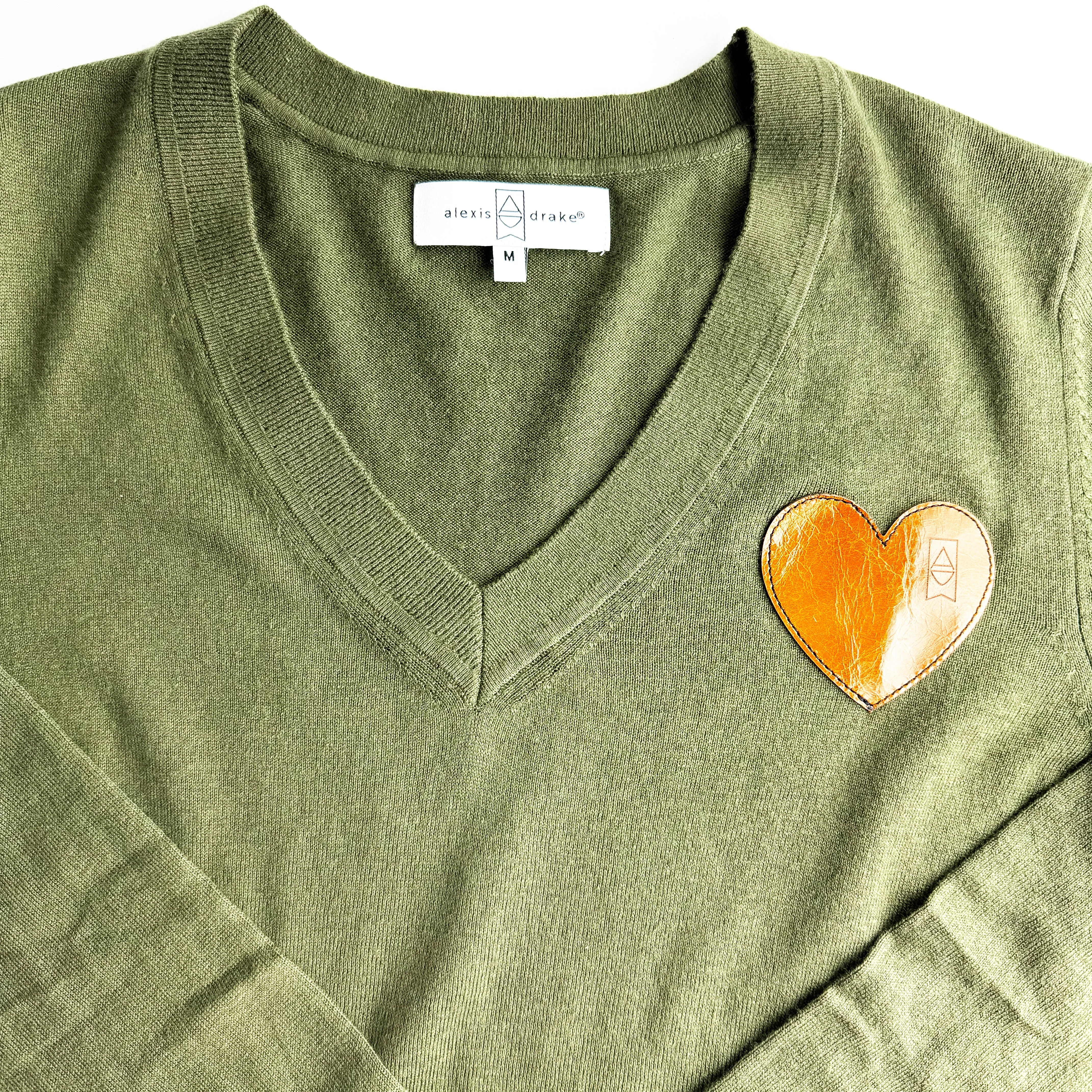 Cashmere   Cotton Collection | Cashmere Cotton V-Neck | Olive