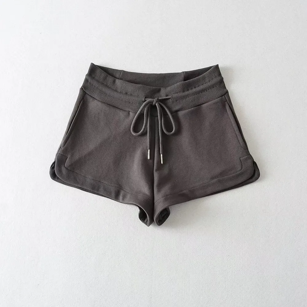 Casual Drawstring Shorts High Waist Solid Color Slim Wholesale Womens Shorts