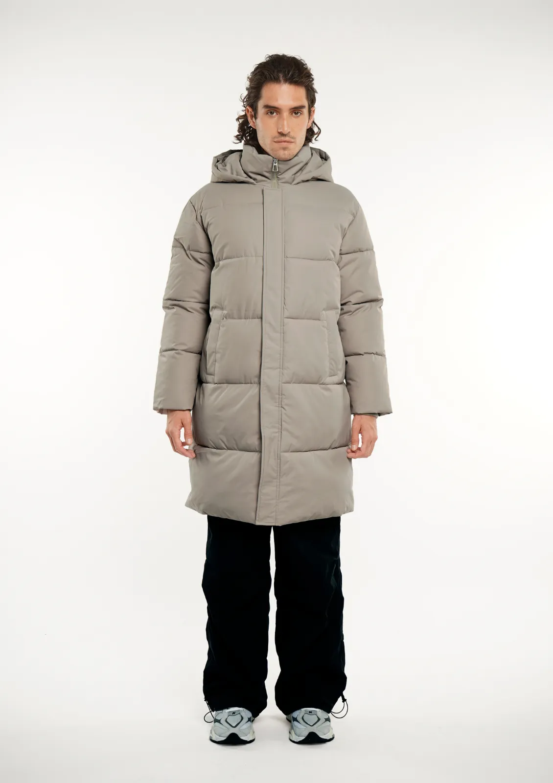 Classic Hooded Long Puffer Coat Splashproof Menswear