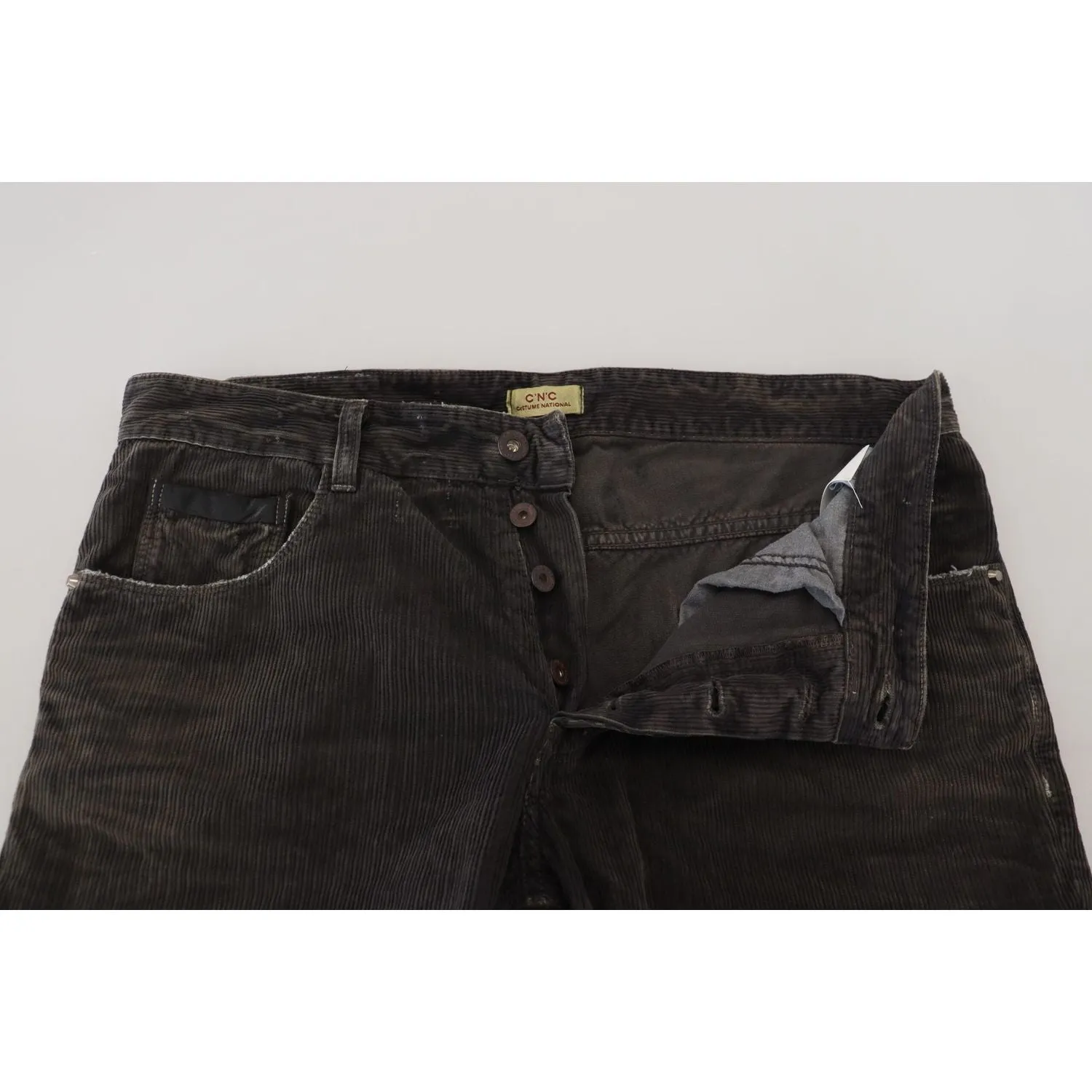 Costume National Stylish Gray Corduroy Denim Jeans