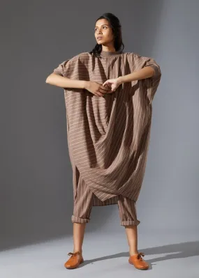 Cotton Cowl Tunic Set - Beige