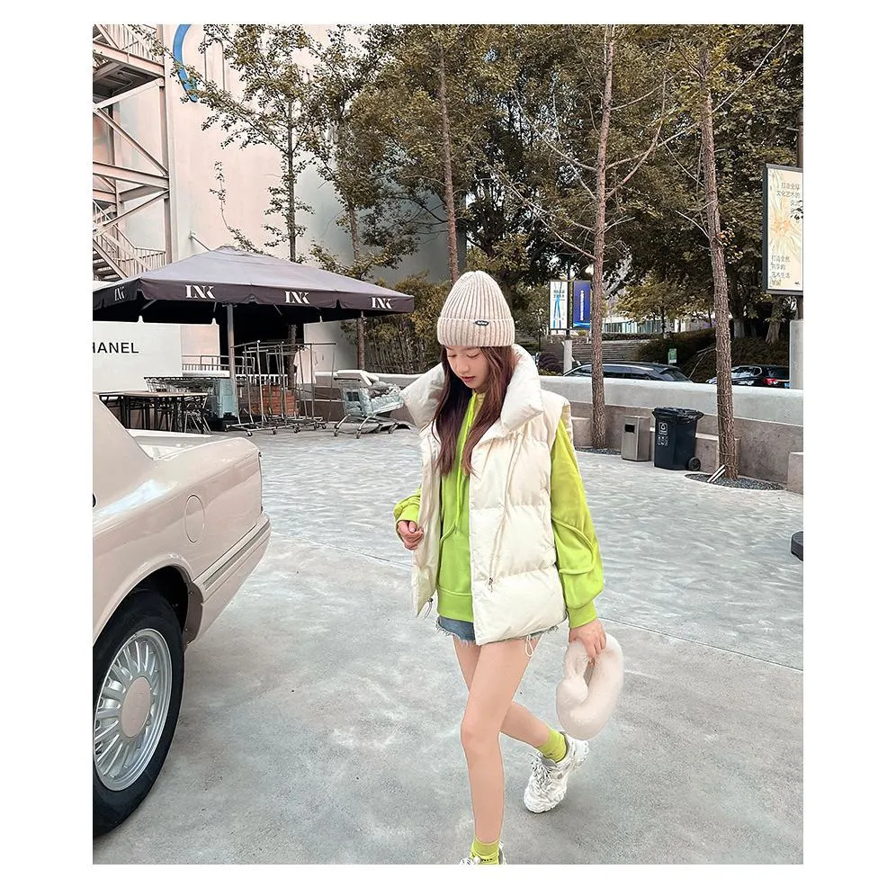 Cotton Cropped Puffer Jacket Vest