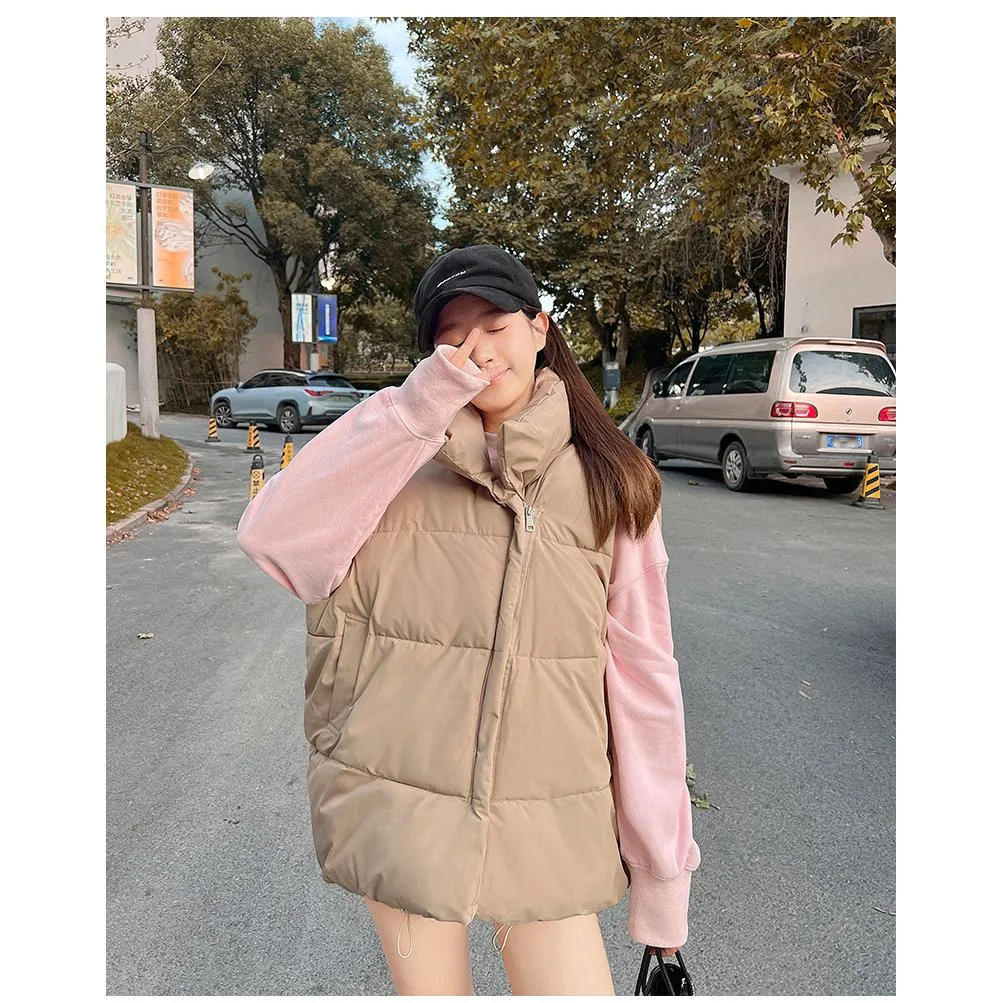 Cotton Cropped Puffer Jacket Vest