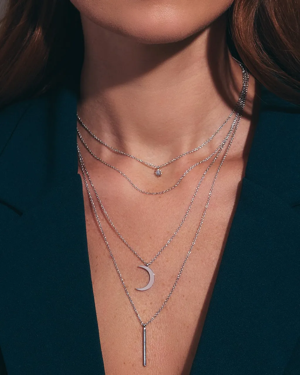 Crescent & Bar Multi Layer Necklace