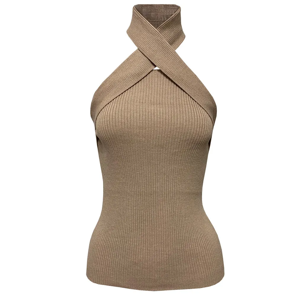 Cross-wrapped strapless vest