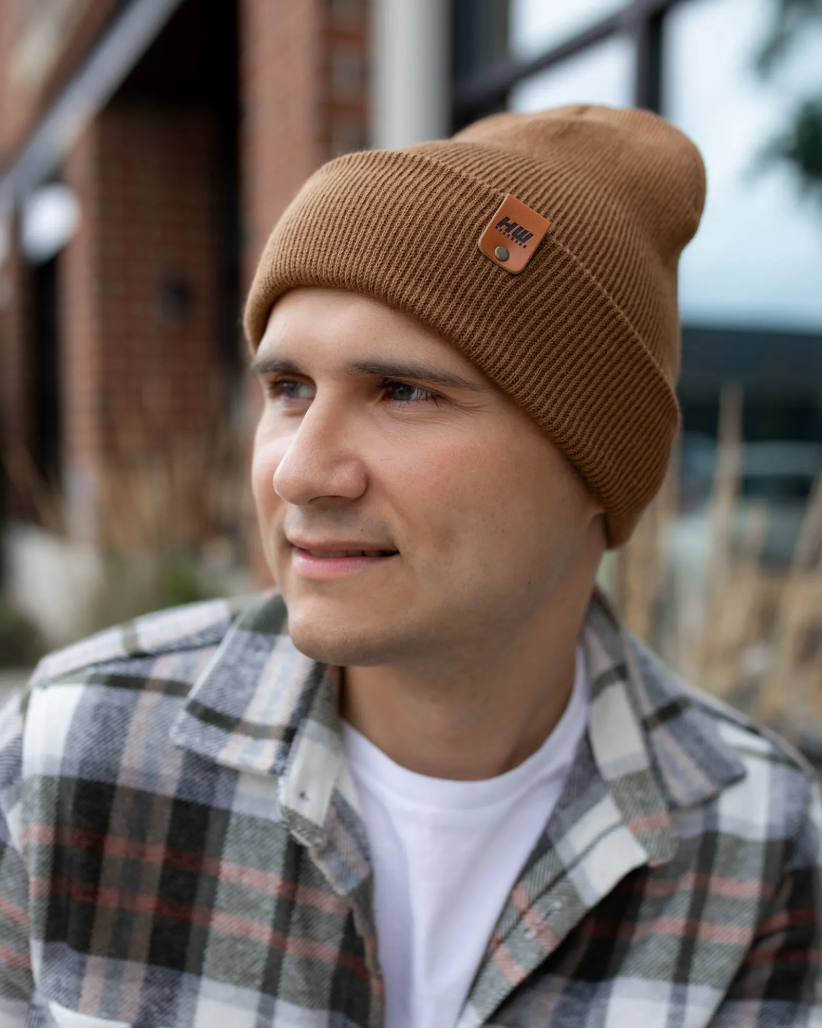 CTD100 HAAKWEAR Knit Cuffed Beanie / Hat - Camel Brown, Made in USA