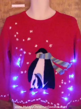 Cute Penguin and Baby Light Up Ugly Christmas Jumper