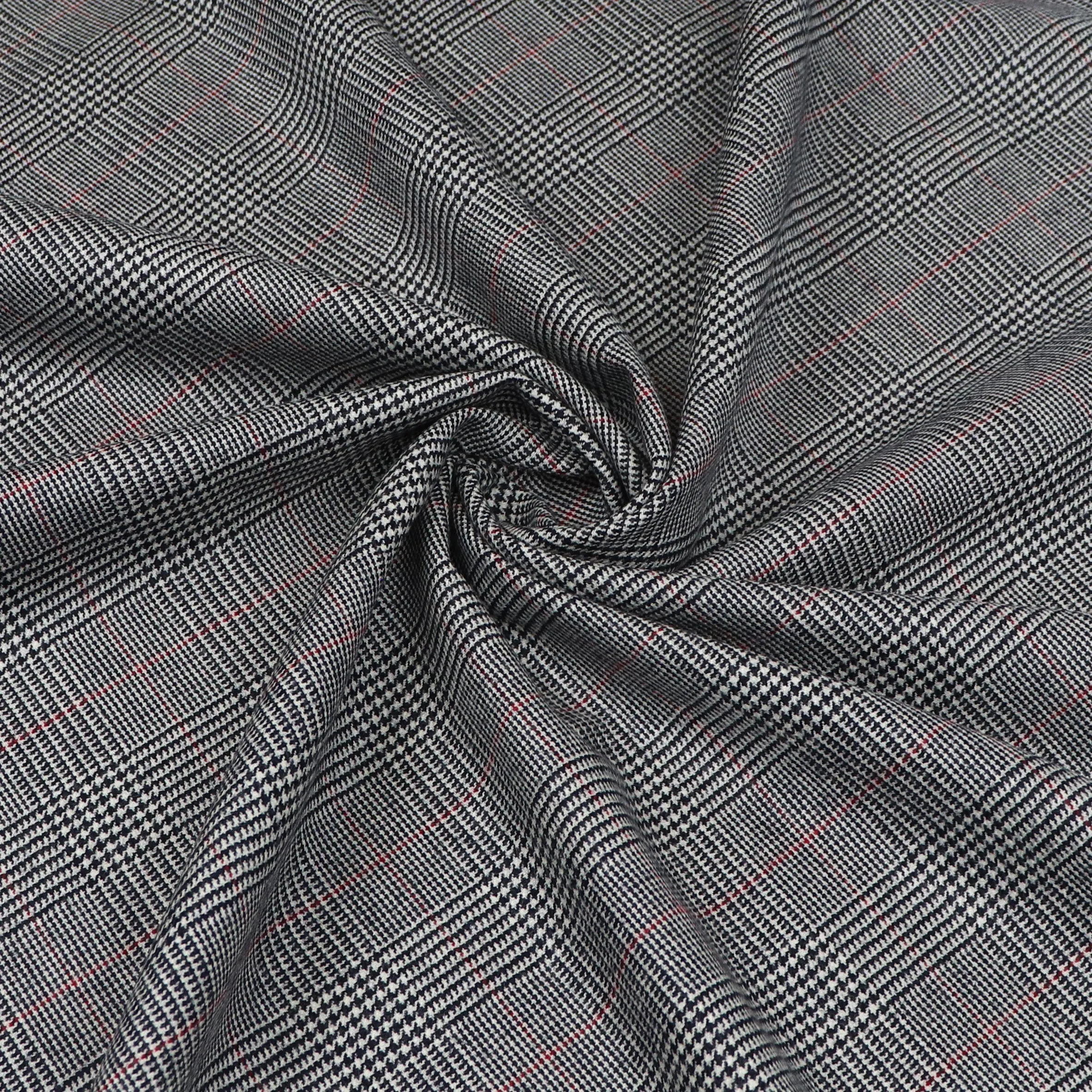 Deadstock Wool Suiting - Black   Red Check