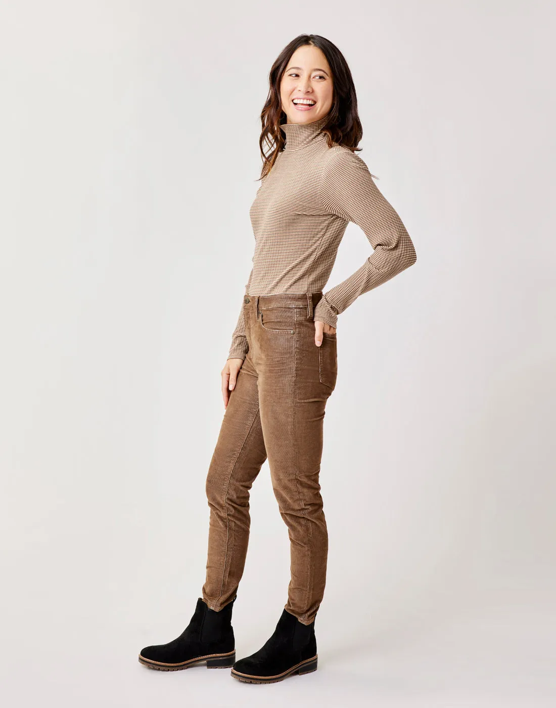 Denise Turtleneck: Dk. Brown Stripe