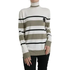 Dolce & Gabbana Italian Striped Wool Turtleneck Sweater