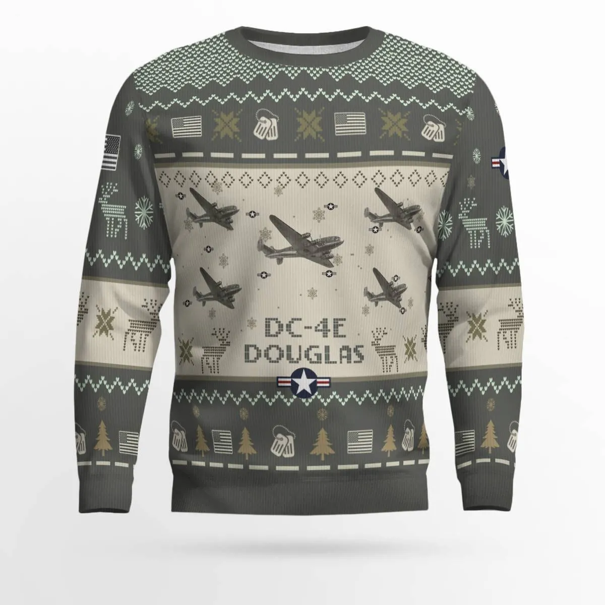 Douglas DC-4E DC4E Aircraft Ugly Sweater, Ugly Sweater Christmas Shirt for Men Dad Veteran