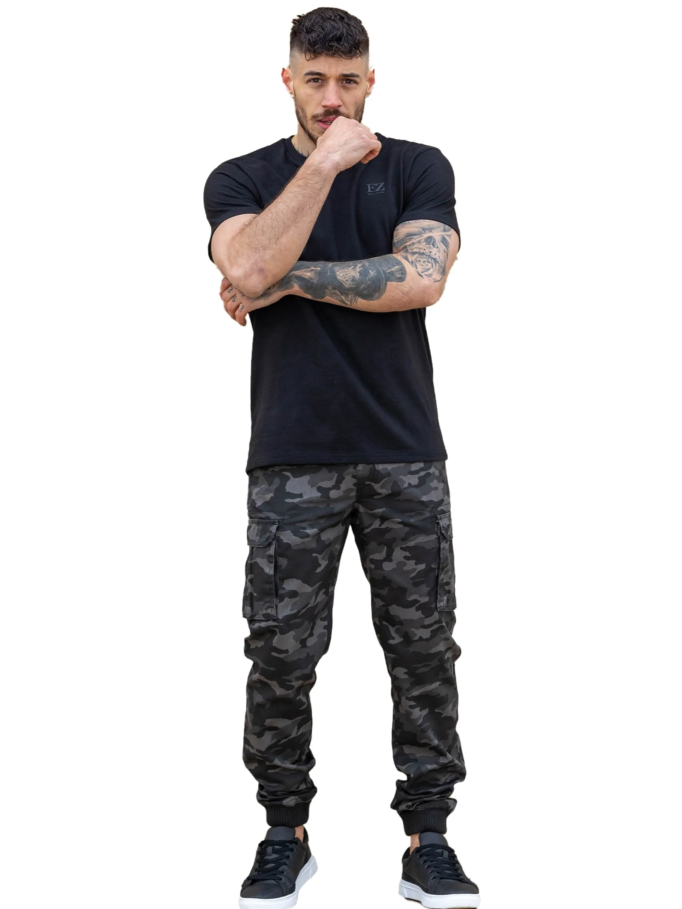 Enzo | Mens Cargo Cuffed Trousers