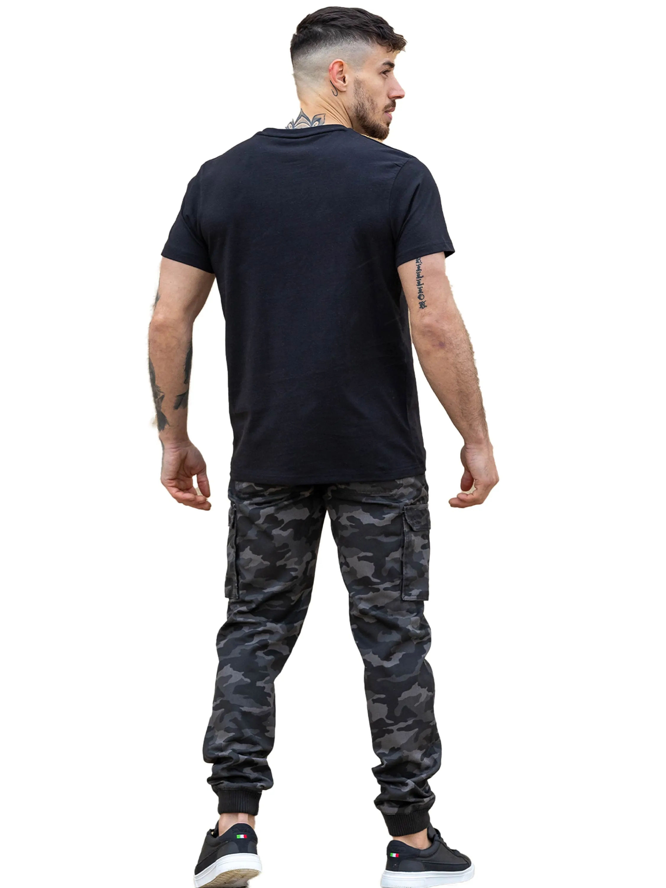 Enzo | Mens Cargo Cuffed Trousers