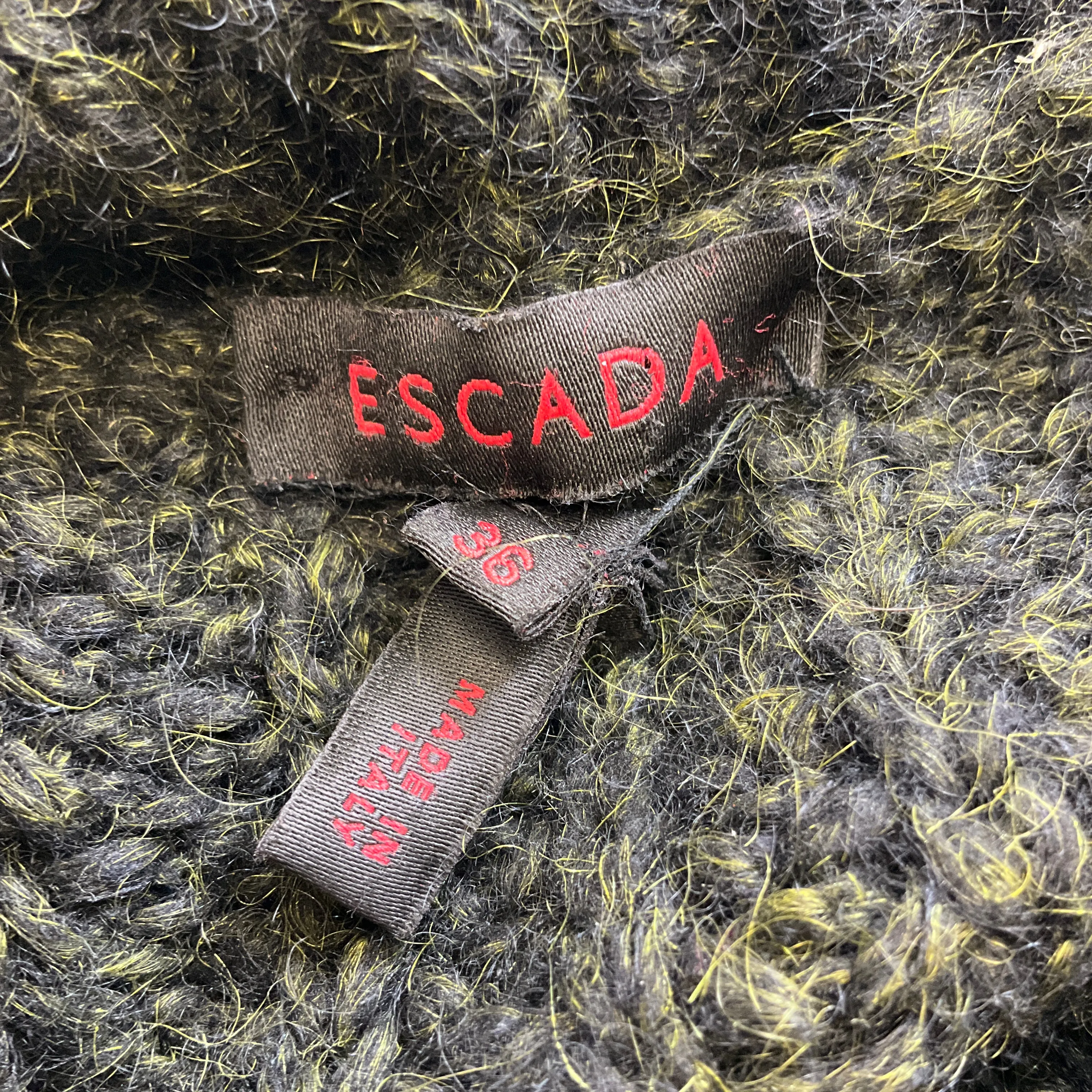 Escada Olive Green Mohair Knit Turtleneck Sweater