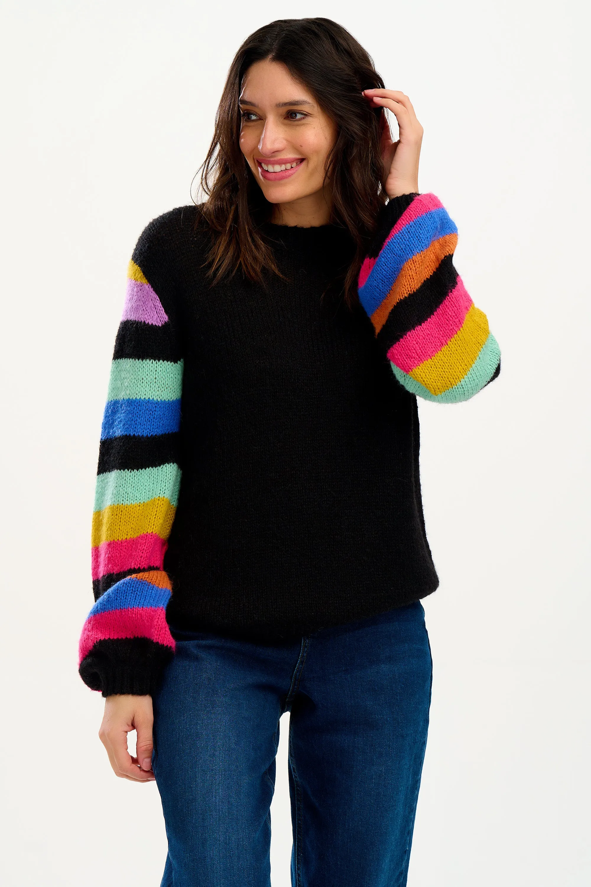 Essie Jumper - Black, Rainbow Sleeves