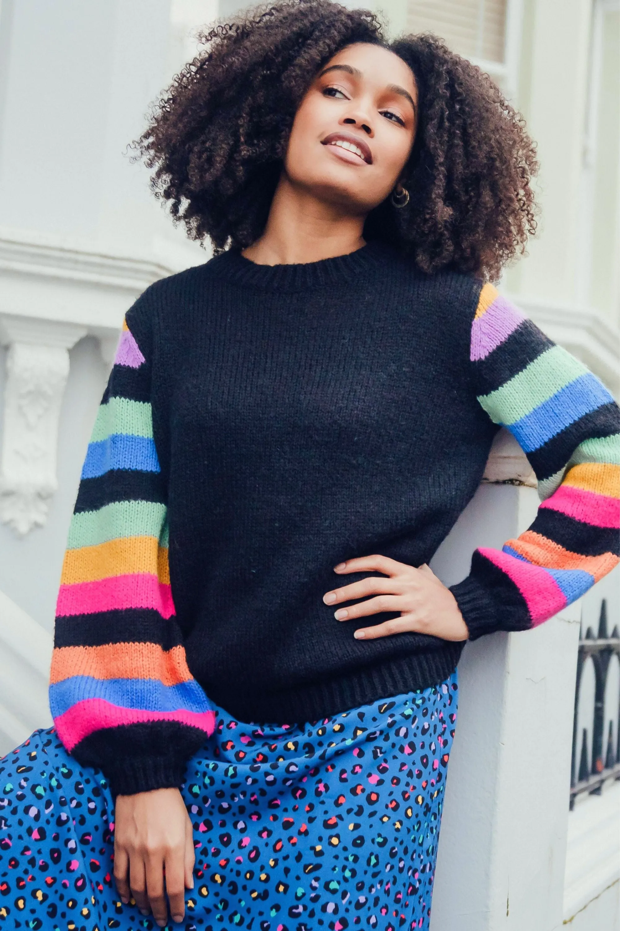 Essie Jumper - Black, Rainbow Sleeves