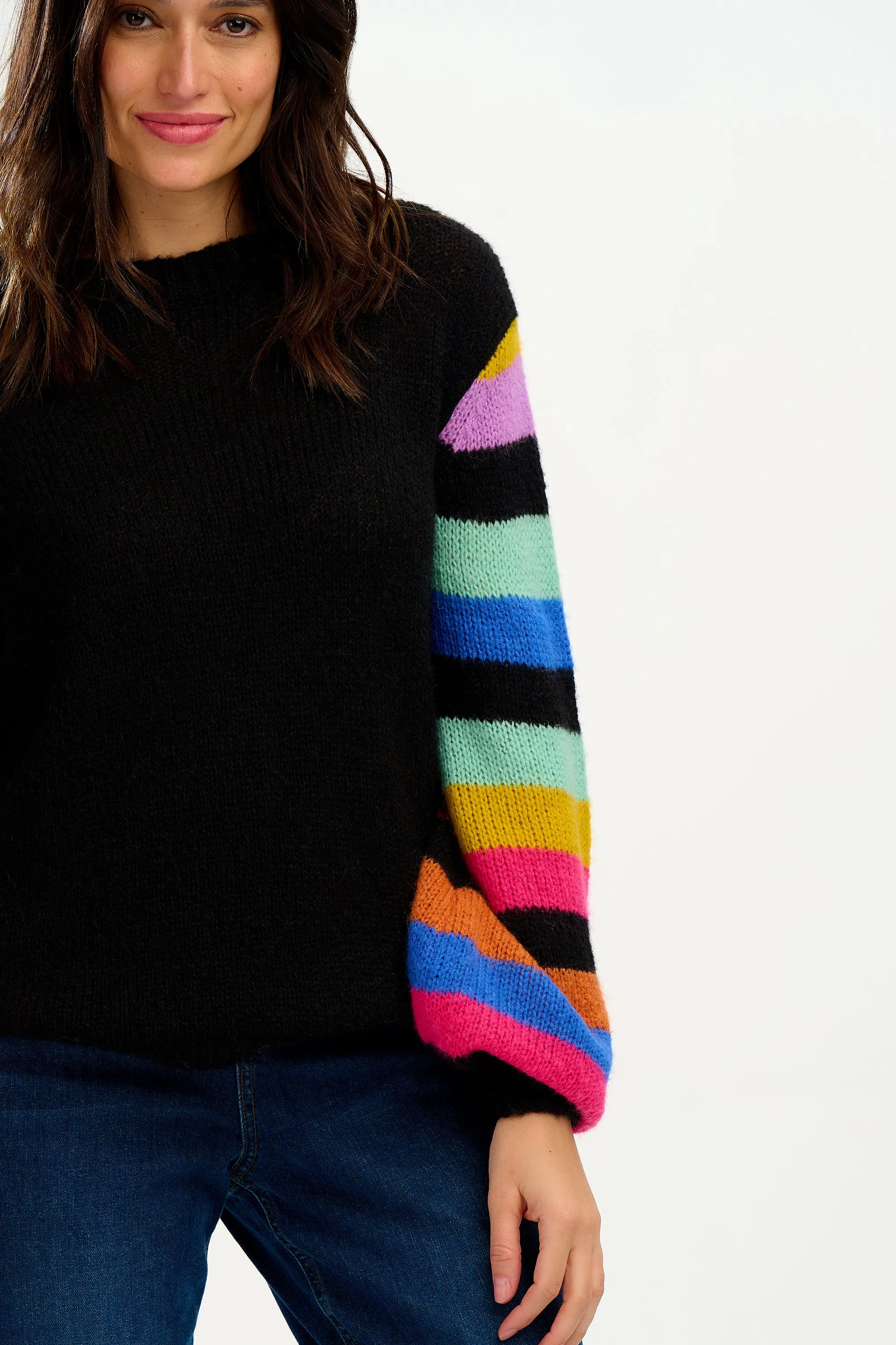 Essie Jumper - Black, Rainbow Sleeves