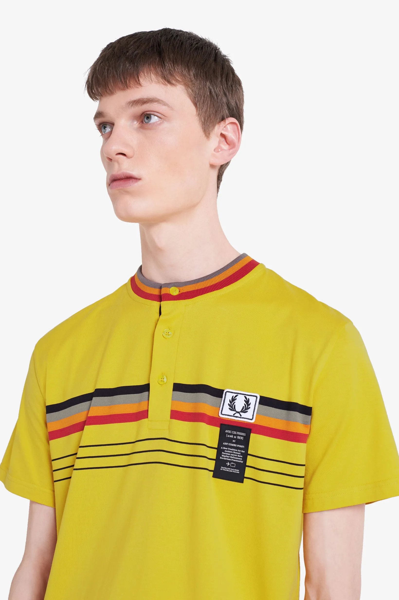 Fred Perry x Art Comes First Striped Henley T-Shirt