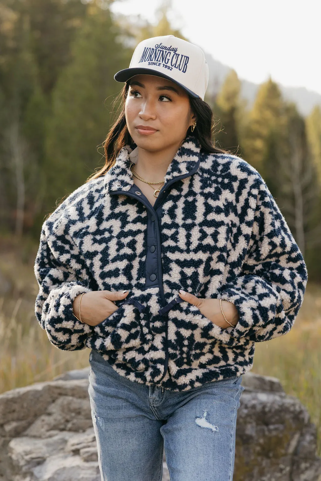 Free People Rocky Ridge Fleece-Midnight Navy Combo