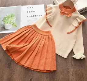 Frilly Jumper Set with Coordinating Pleated Skirt