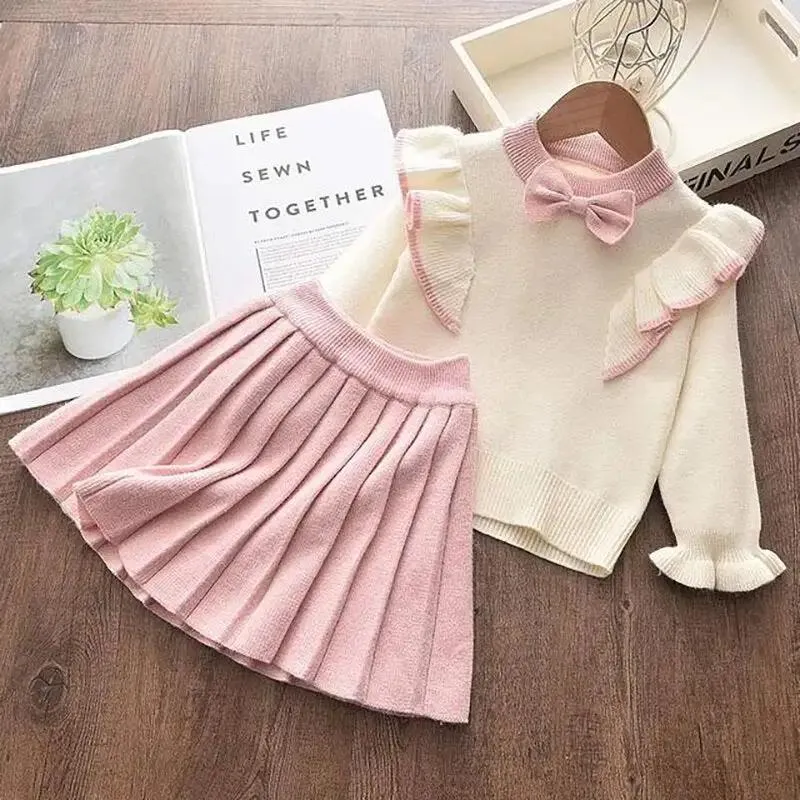 Frilly Jumper Set with Coordinating Pleated Skirt