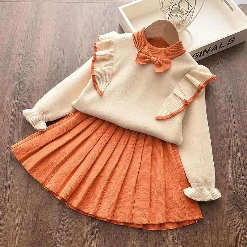 Frilly Jumper Set with Coordinating Pleated Skirt