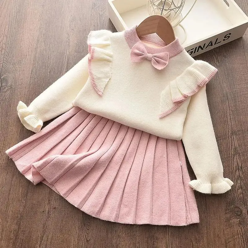 Frilly Jumper Set with Coordinating Pleated Skirt