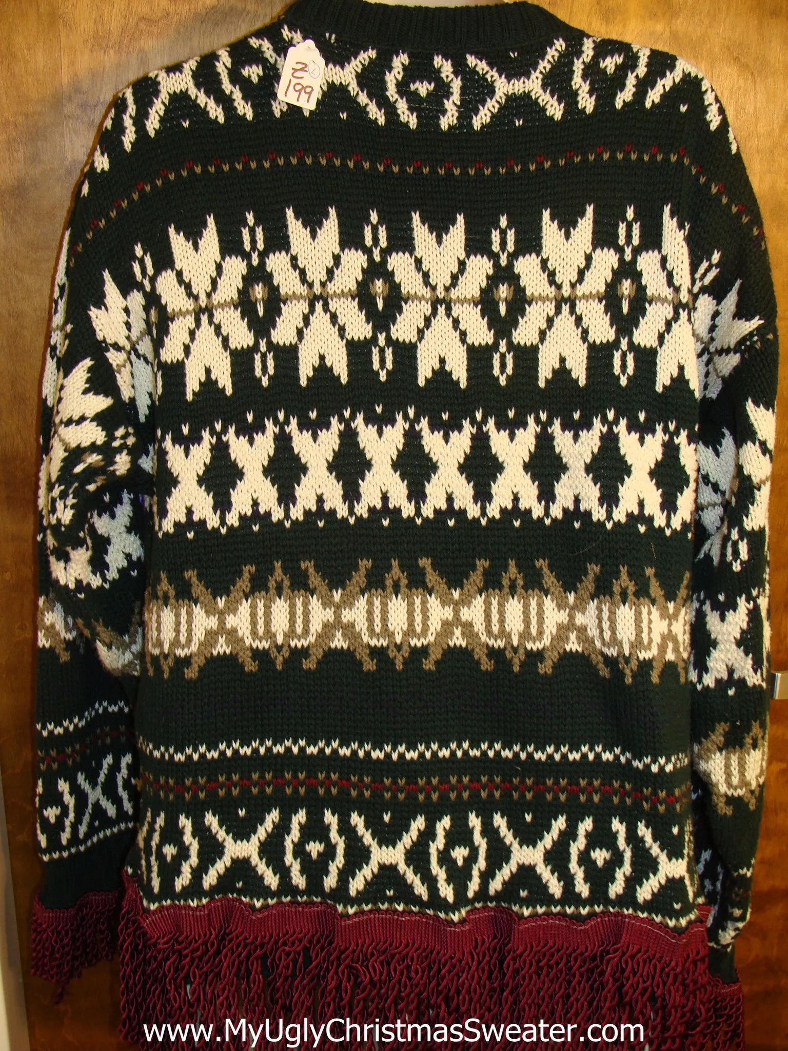 Fringe on the Sleeves Naughty Ugly Christmas Sweater