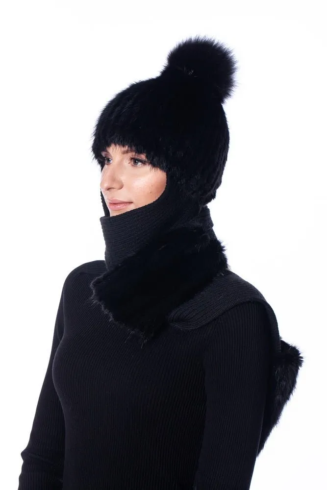 Fur Hat With Attached Scarf