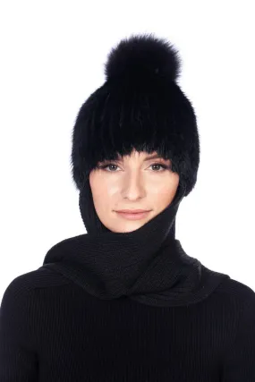 Fur Hat With Attached Scarf