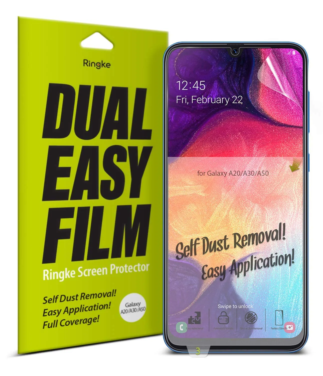 Galaxy A20 / A30 / A50 Screen Protector Film | DUAL EASY FILM - 2 Pack