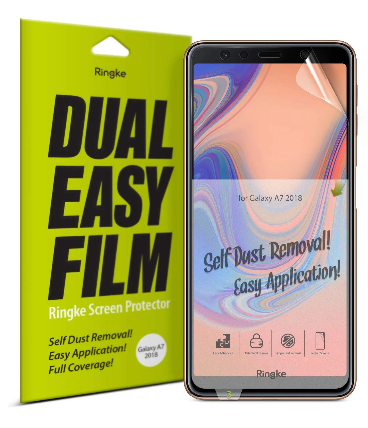 Galaxy A7 Screen Protector Film | DUAL EASY FULL - 2 Pack