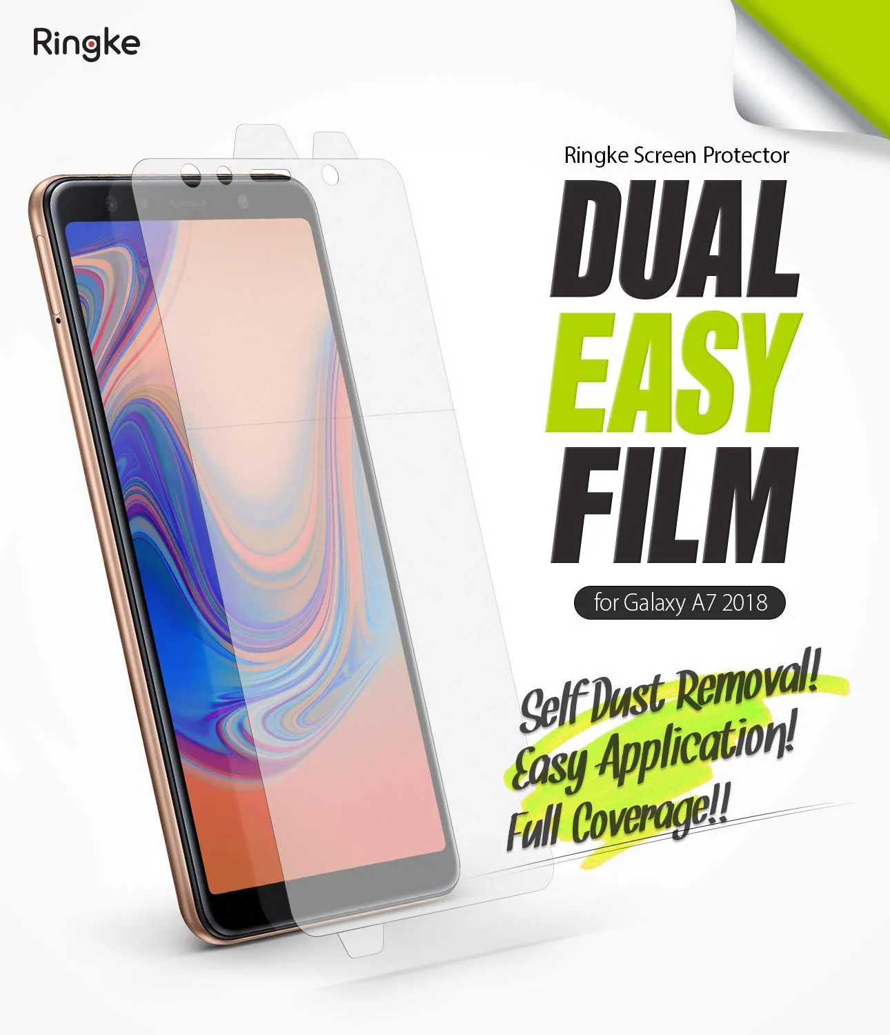 Galaxy A7 Screen Protector Film | DUAL EASY FULL - 2 Pack