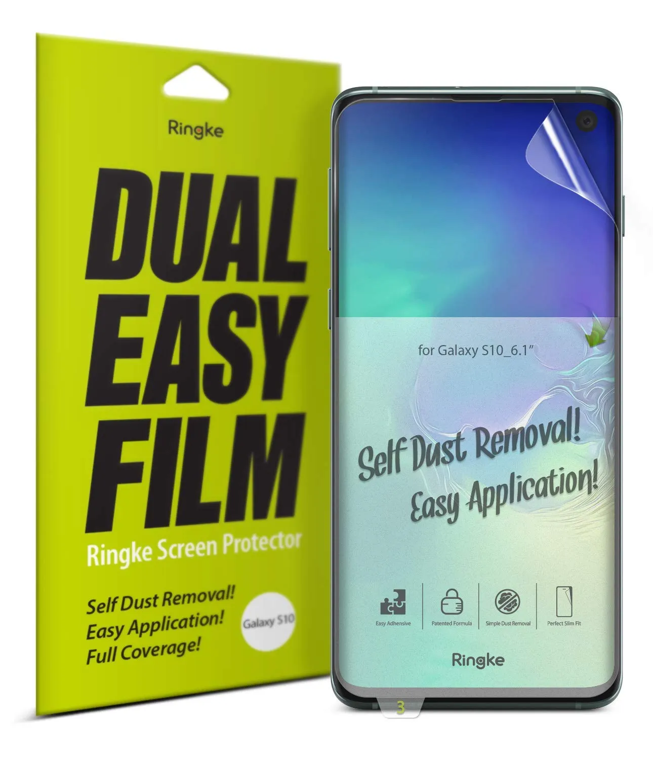 Galaxy S10 Screen Protector Film | Dual Easy Full - 2 Pack