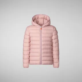 Girls' animal free puffer jacket Lily in blush pink