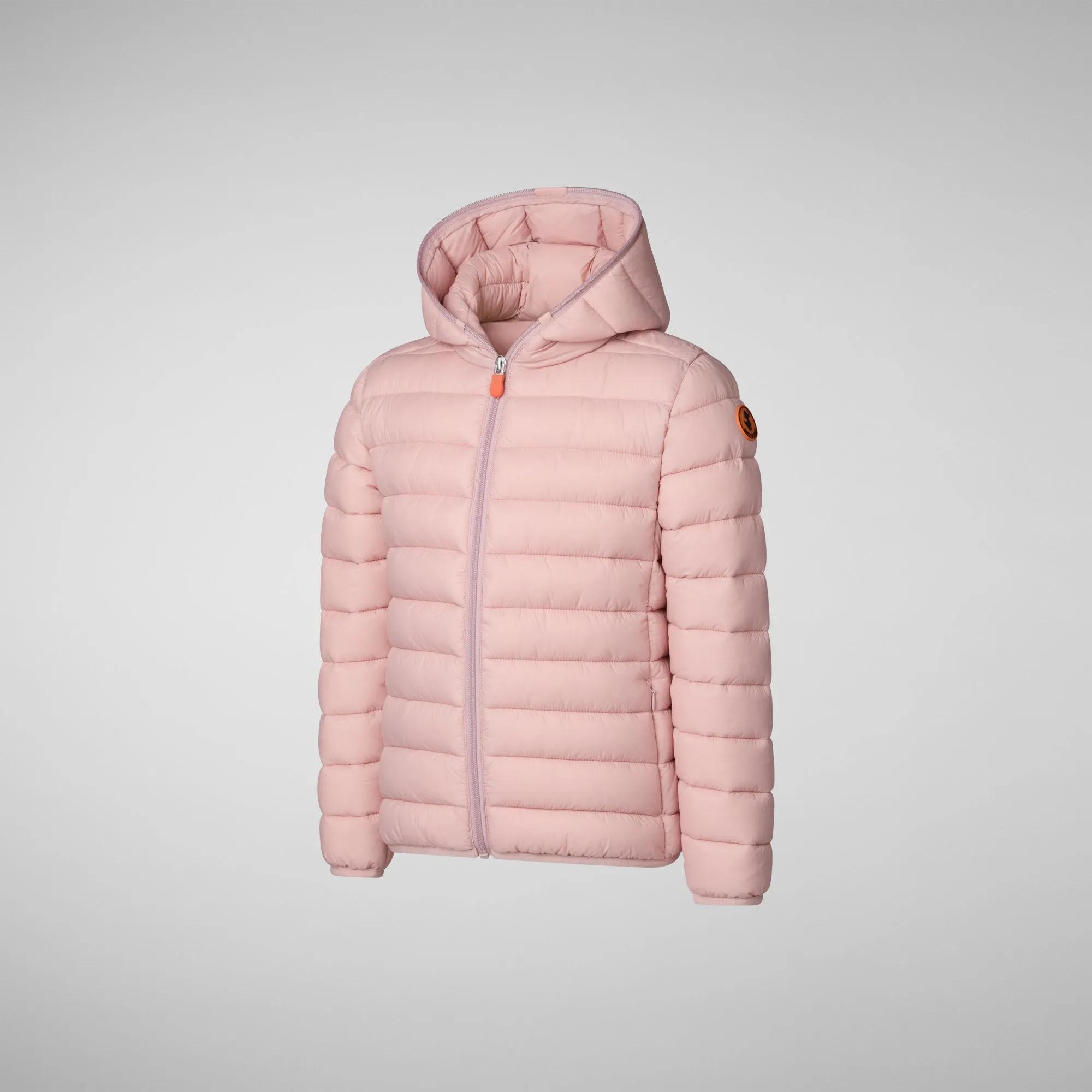 Girls' animal free puffer jacket Lily in blush pink