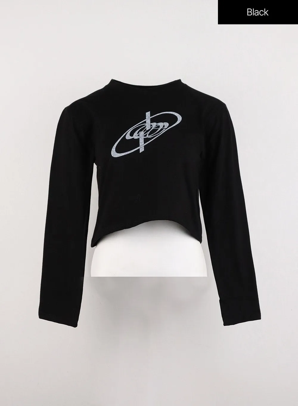 Graphic Long Sleeve Crop Tee ID306