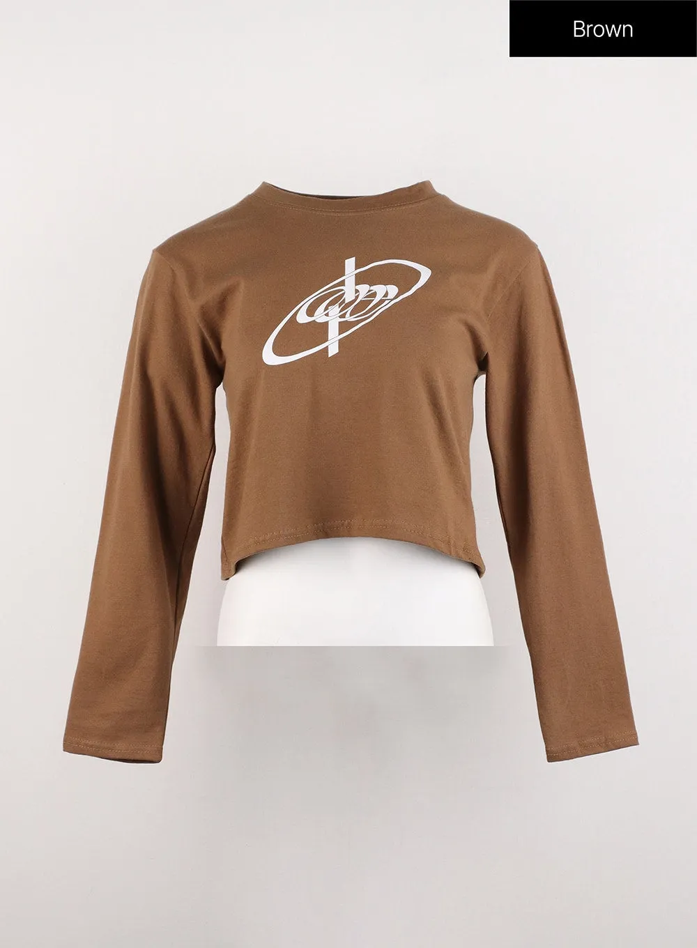 Graphic Long Sleeve Crop Tee ID306