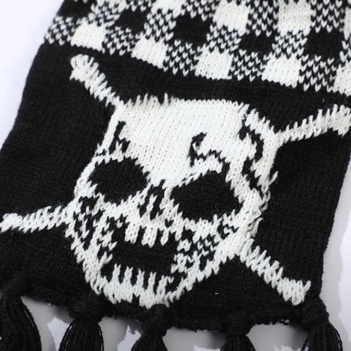 Grunge Skull Knitted Scarf