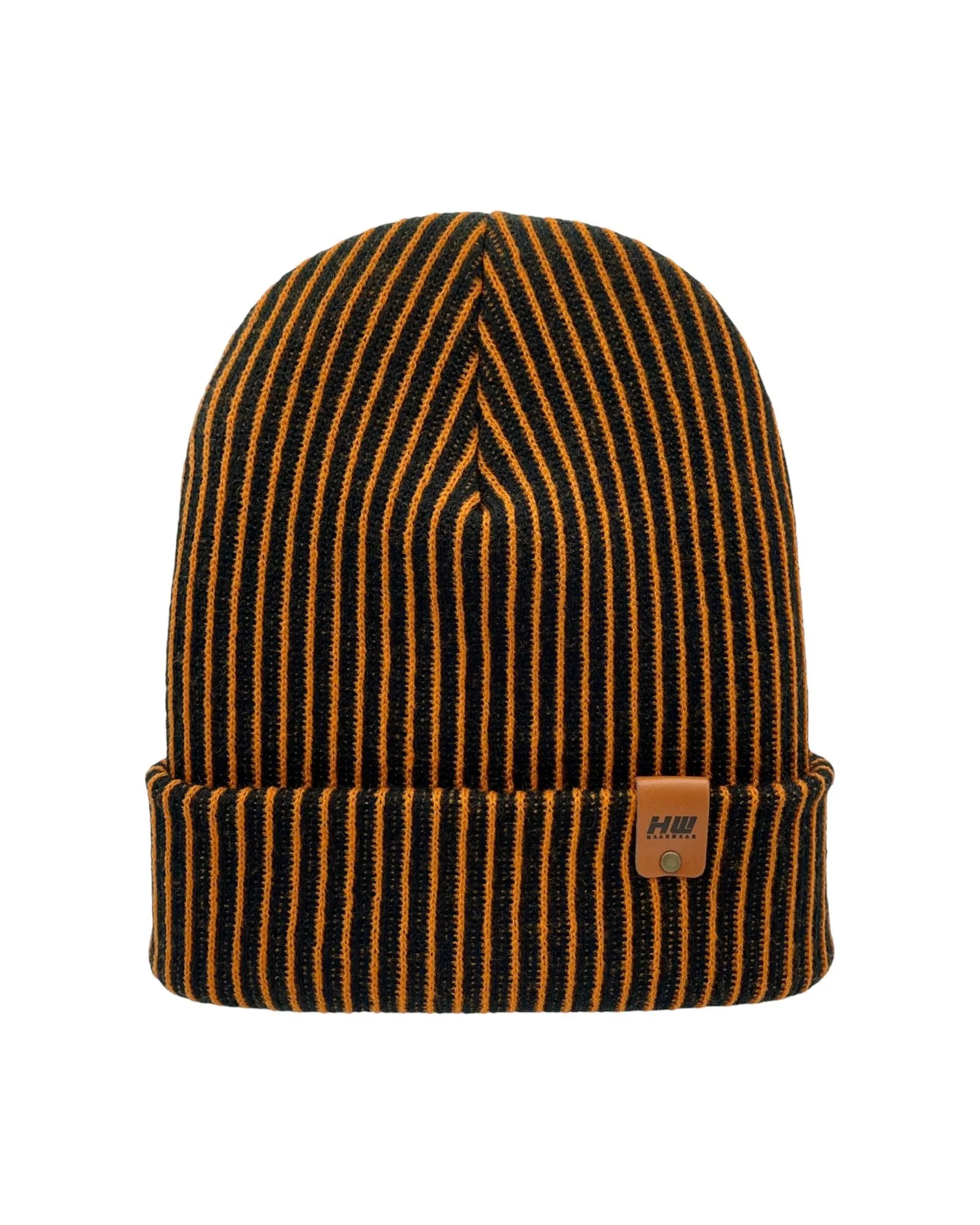 HAAKWEAR Cuffed Wide Ribbed Striped Beanie, Limited Edition, Orange/Black, Made in USA