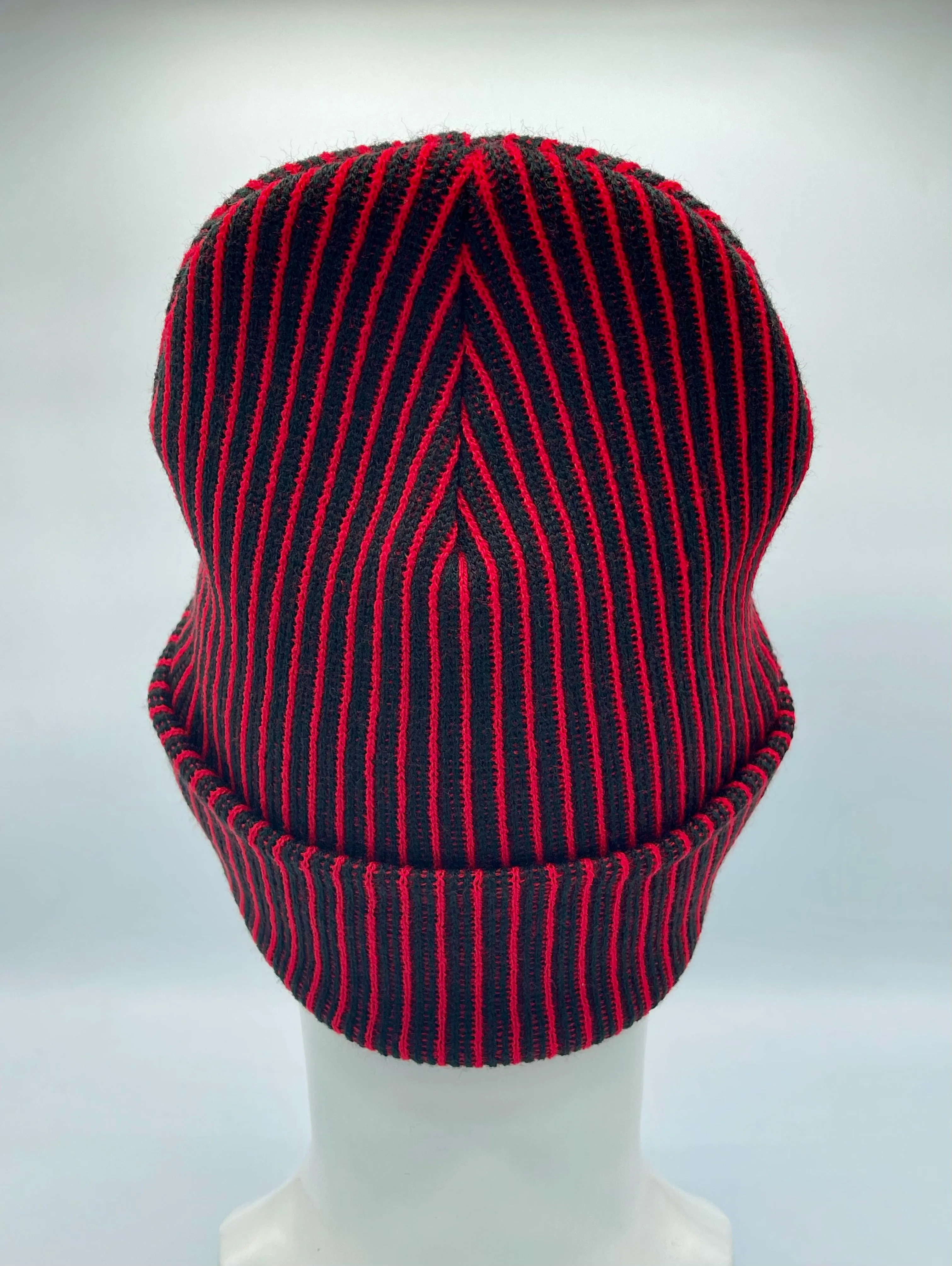 HAAKWEAR Cuffed Wide Ribbed Striped Beanie, Limited Edition, Red/Black, Made in USA