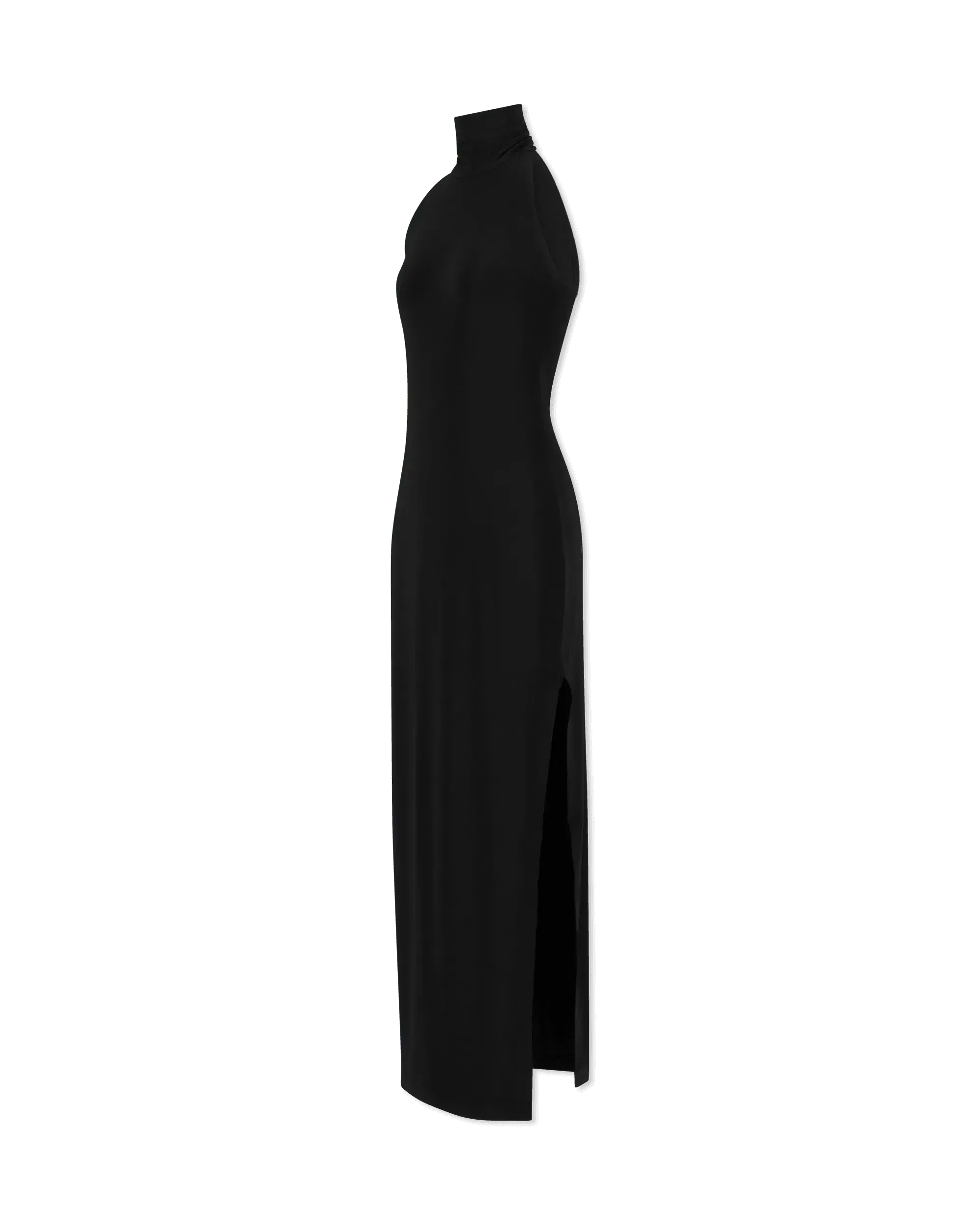 Halter Turtleneck Side Slit Gown