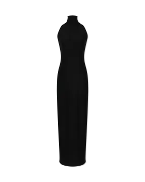 Halter Turtleneck Side Slit Gown