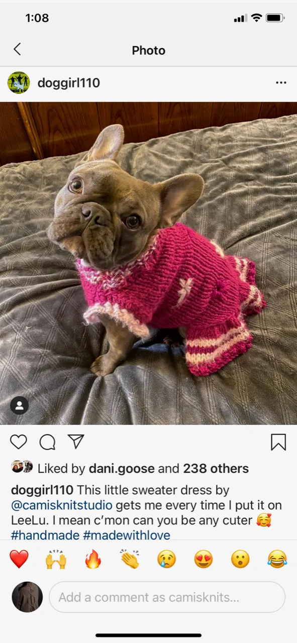 Hand Knit Dog Sweaters