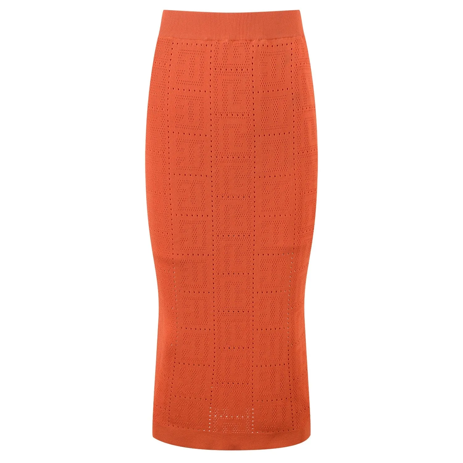 HarleyFashion Summer See-through Quality Orange Short Vest Midi Skirt Women Knitting 2 Pieces Set