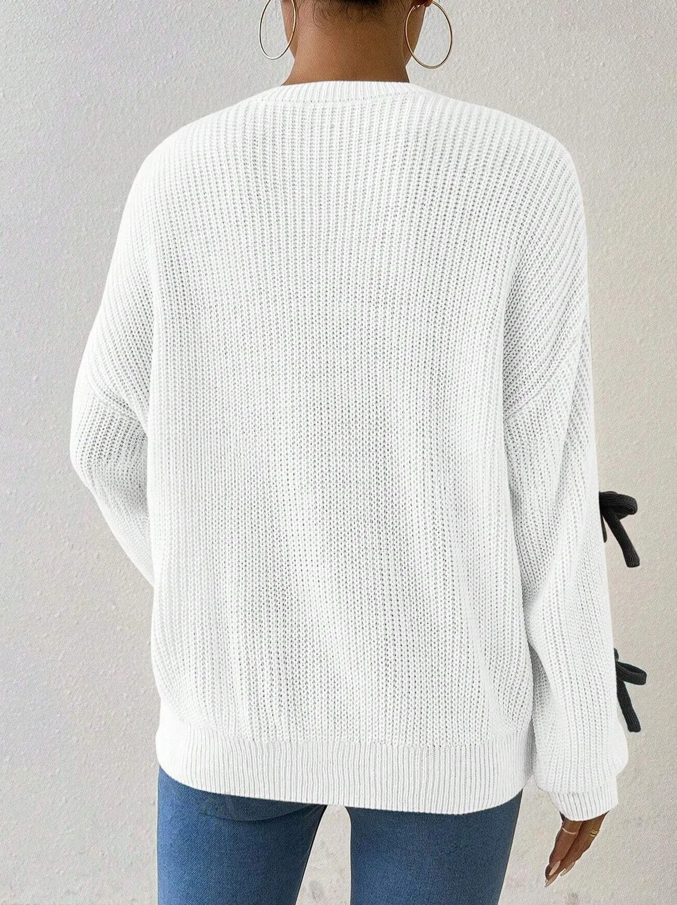 Heidi Color Bow Sweater in White