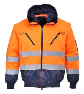 Hi Vis Fur lined 3 in 1 Winter Pilot Jacket-Bodywarmer Portwest PJ50