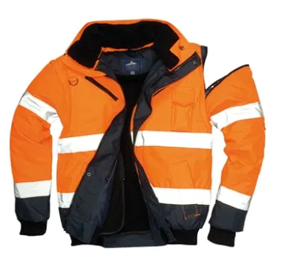 Hi Viz 3 in 1 Fur Lined Bomber Jacket- bodywarmer Class 3 Portwest C465